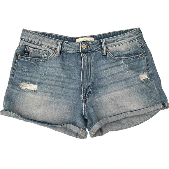 KanCan Acid Wash Denim Distressed Shorts Size Large - Picture 9 of 9